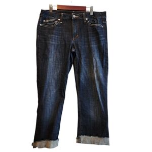 JOES JEANS CURVY BOOTCUT DARK WASH MID RISE RAW HEM SZ 30
